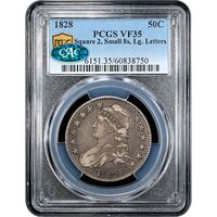 1828 Capped Bust Half Dollar (50c) Square 2, Small 8s, Lg. Letters Obverse Slab Image
