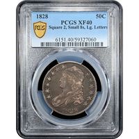 1828 Capped Bust Half Dollar (50c) Square 2, Small 8s, Lg. Letters Obverse Slab Image