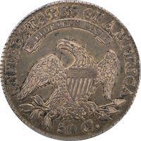 1828 Capped Bust Half Dollar (50c) Square 2, Small 8s, Lg. Letters Reverse Image