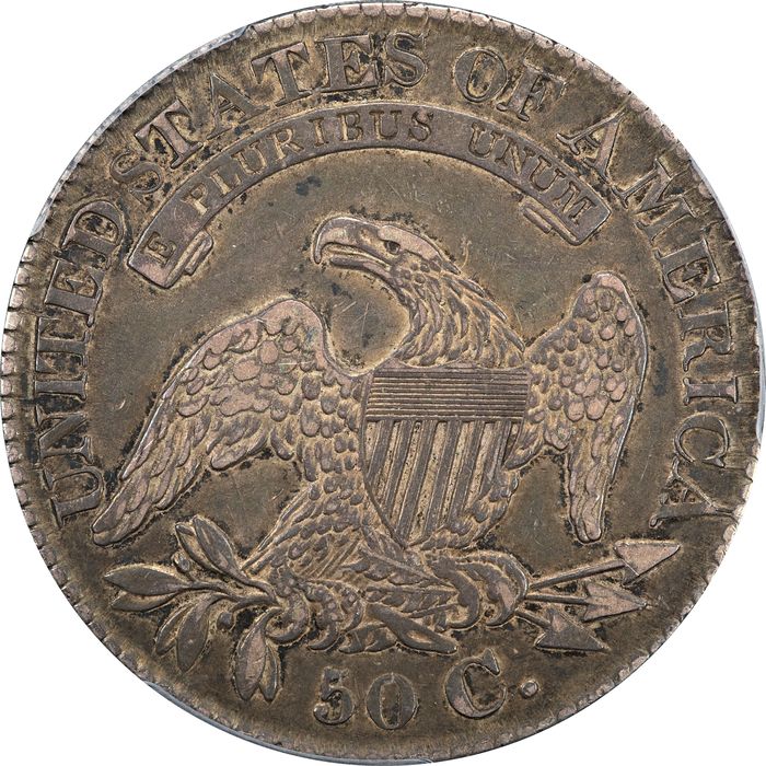 1828 Capped Bust Half Dollar (50c) Square 2, Small 8s, Lg. Letters Reverse Image
