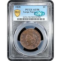 1828 Coronet Large Cent (1c) Large Narrow Date Obverse Slab Image