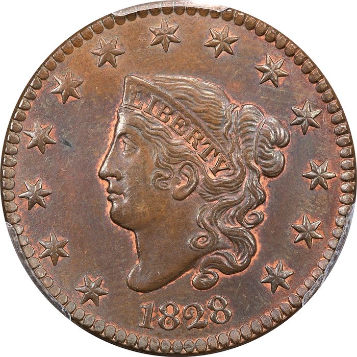 1828 Coronet Large Cent (1c) Large Narrow Date Obverse Image