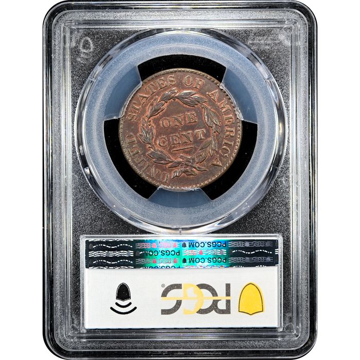 1828 Coronet Large Cent (1c) Large Narrow Date Reverse Slab Image