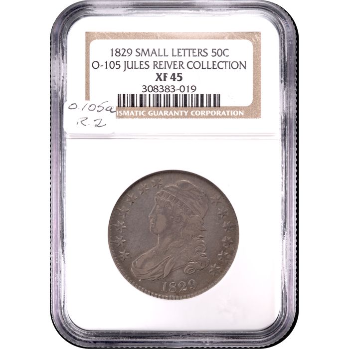1829 Capped Bust Half Dollar (50c) O-105 Small Letters Obverse Slab Image