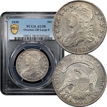 1830 Capped Bust Half Dollar (50c) Large 0 O-120 Composite Image