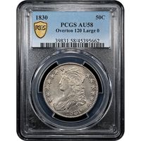 1830 Capped Bust Half Dollar (50c) Large 0 O-120 Obverse Slab Image