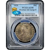 1830 Capped Bust Half Dollar (50c) O-122 Large 0 Obverse Slab Image