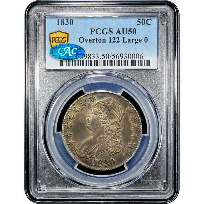 1830 Capped Bust Half Dollar (50c) O-122 Large 0 Obverse Slab Image