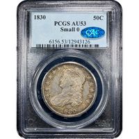 1830 Capped Bust Half Dollar (50c) Small 0 Obverse Slab Image