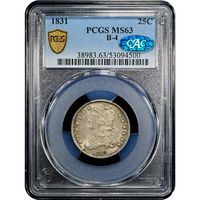 1831 Capped Bust Quarter (25c) Browning 4 Sm Letters Obverse Slab Image