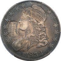 1832 Capped Bust Half Dollar (50c) Small Letters HT-141 Houck's Panacea Obverse Image