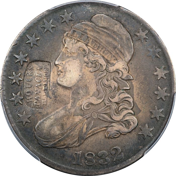 1832 Capped Bust Half Dollar (50c) Small Letters HT-141 Houck's Panacea Obverse Image