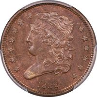 1832 Classic Head Half Cent (1/2c) Obverse Image