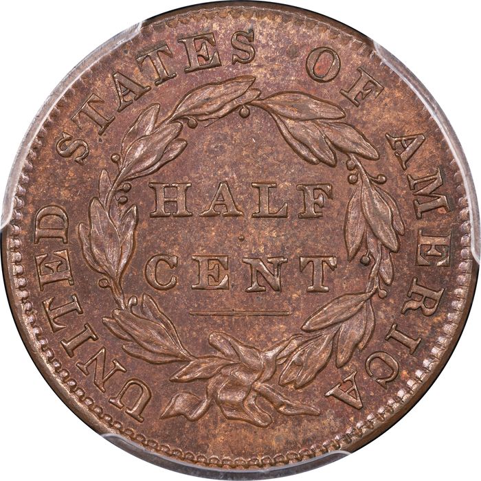 1832 Classic Head Half Cent (1/2c) Reverse Image