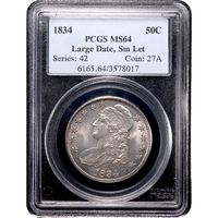 1834 Capped Bust Half Dollar (50c) Large Date Small Letters Obverse Slab Image