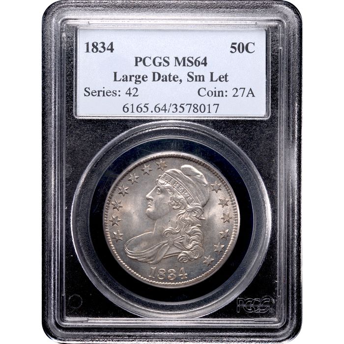 1834 Capped Bust Half Dollar (50c) Large Date Small Letters Obverse Slab Image