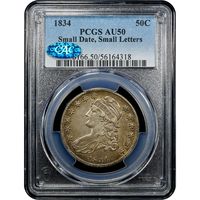1834 Capped Bust Half Dollar (50c) Small Date, Small Letters Obverse Slab Image