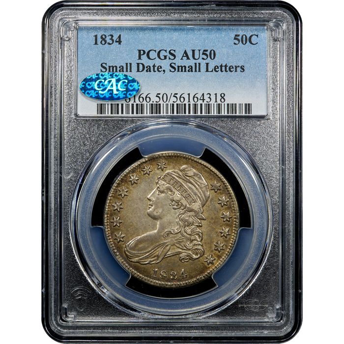 1834 Capped Bust Half Dollar (50c) Small Date, Small Letters Obverse Slab Image