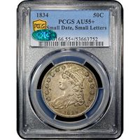 1834 Capped Bust Half Dollar (50c) Small Date, Small Letters Obverse Slab Image