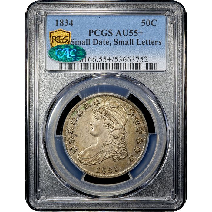 1834 Capped Bust Half Dollar (50c) Small Date, Small Letters Obverse Slab Image