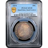 1834 Capped Bust Half Dollar (50c) Small Date, Small Letters Obverse Slab Image