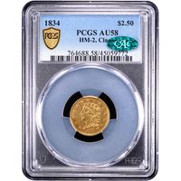 1834 Classic Head Gold Quarter Eagle ($2.50) Obverse Slab Image
