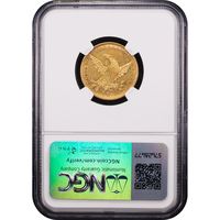 1834 Plain 4 Classic Head Gold Half Eagle ($5) Reverse Slab Image