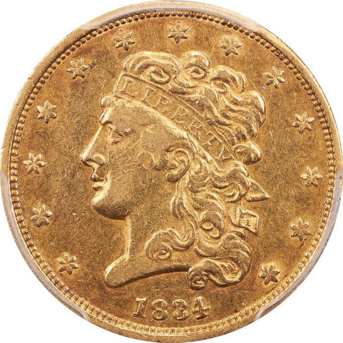 1834 Plain 4 Classic Head Gold Half Eagle ($5) Obverse Image