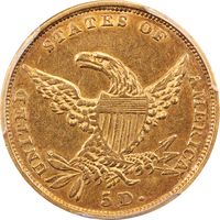 1834 Plain 4 Classic Head Gold Half Eagle ($5) Reverse Image
