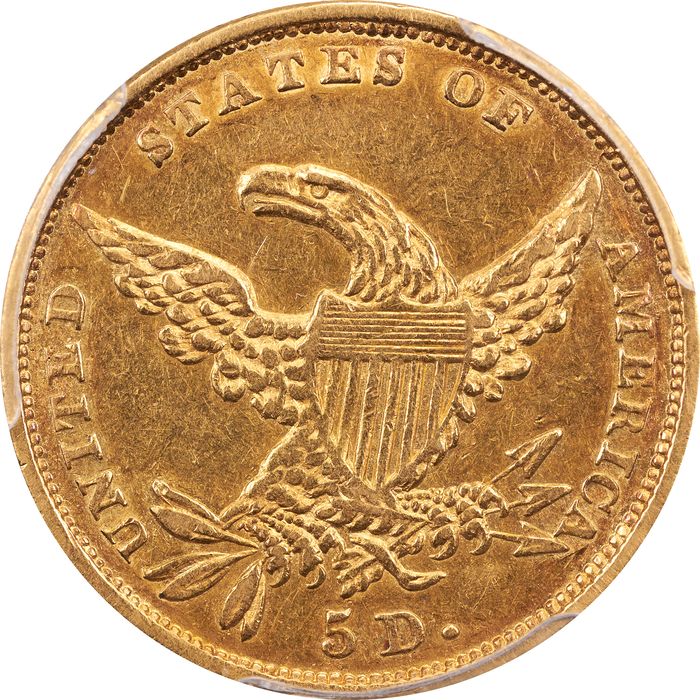 1834 Plain 4 Classic Head Gold Half Eagle ($5) Reverse Image