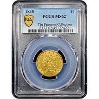 1835 Classic Head Gold Half Eagle ($5) Obverse Image