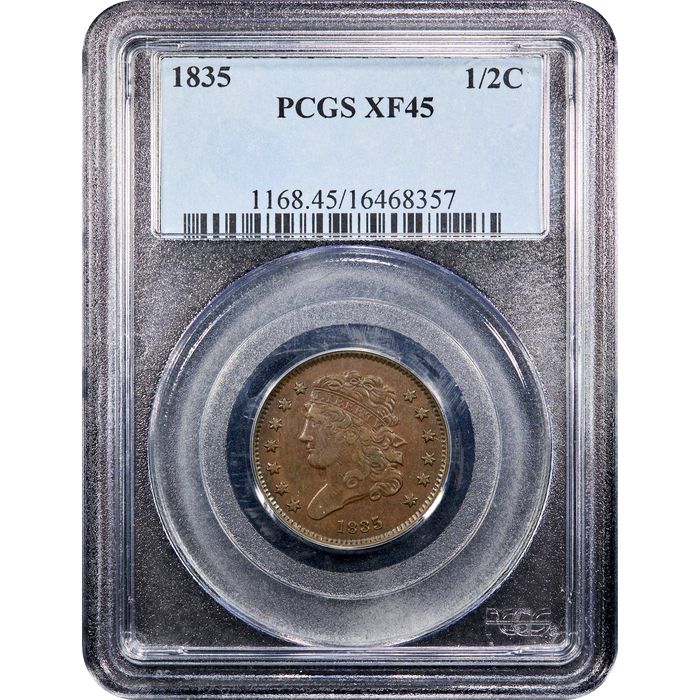 1835 Classic Head Half Cent (1/2c) Obverse Image