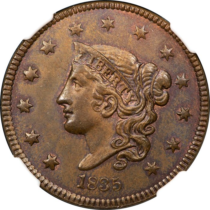 1835 Coronet Large Cent (1c) Head of 1836 Photo 3