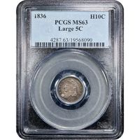 1836 Capped Bust Half Dime (h10c) Large 5C Obverse Slab Image