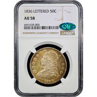 1836 Capped Bust Half Dollar (50c) Lettered Edge Obverse Slab Image