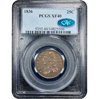 1836 Capped Bust Quarter (25c) Obverse Slab Image