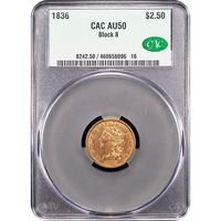 1836 Classic Head Gold Quarter Eagle ($2.50) Block 8 Obverse Slab Image