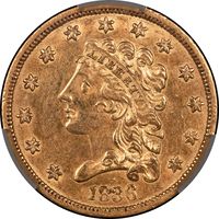 1836 Classic Head Gold Quarter Eagle ($2.50) Block 8 Obverse Image