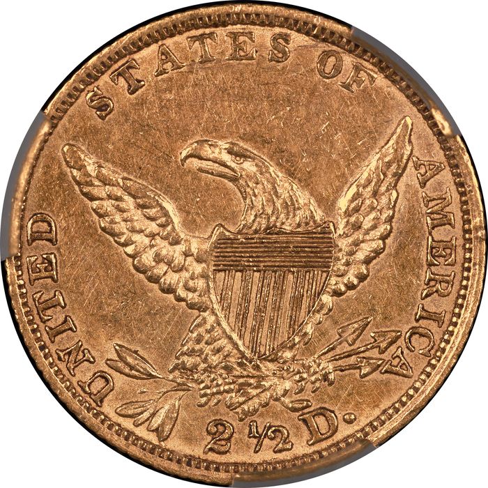 1836 Classic Head Gold Quarter Eagle ($2.50) Block 8 Reverse Image