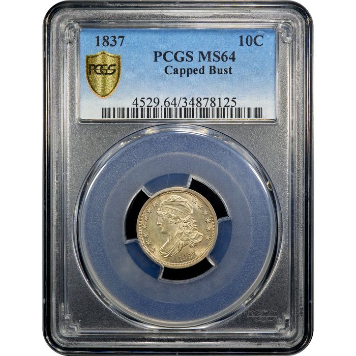 1837 Capped Bust Dime (10c) Obverse Slab Image