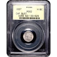 1837 Capped Busy Half Dime (H10C) Large 5C OGH Obverse Image