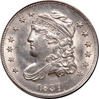 1837 Capped Busy Half Dime (H10C) Large 5C OGH Photo 3