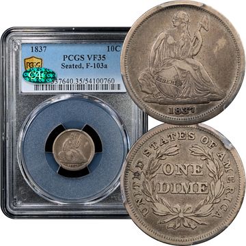 1837 F-103a Small Date Seated Liberty Dime (10c) Composite Image