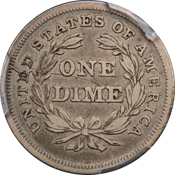 1837 F-103a Small Date Seated Liberty Dime (10c) Reverse Image