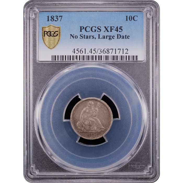 1837 Seated Liberty Dime (10c) Large Date Obverse Slab Image