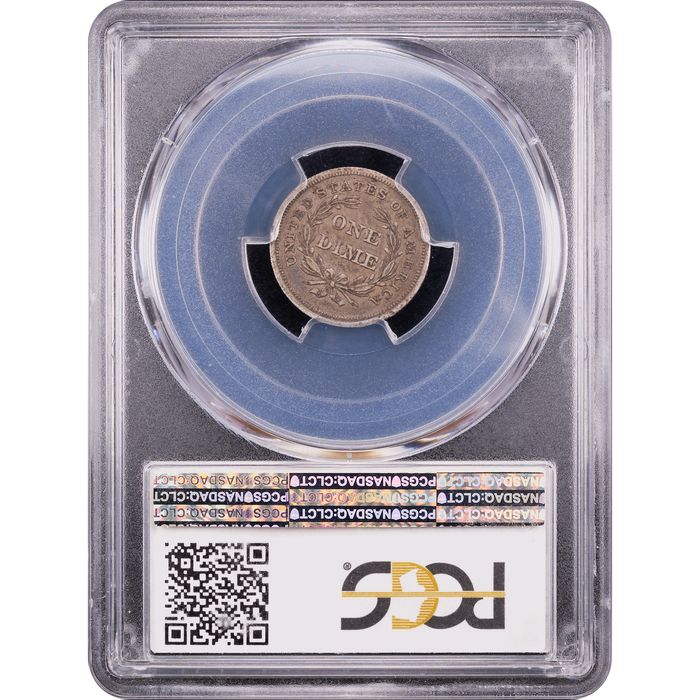 1837 Seated Liberty Dime (10c) Large Date Reverse Slab Image