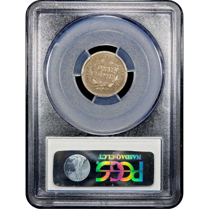 1837 Seated Liberty Dime (10c) No Stars, Large Date Reverse Slab Image