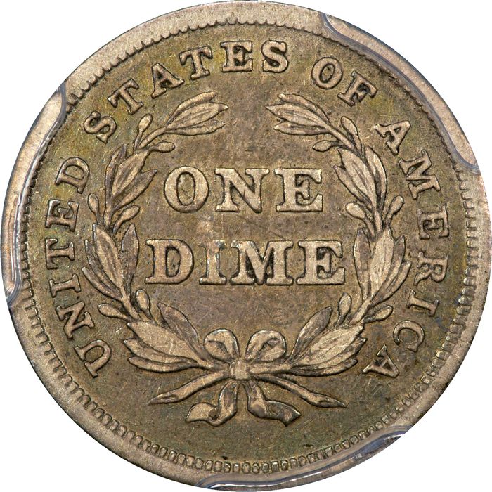 1837 Seated Liberty Dime (10c) No Stars, Large Date Reverse Image