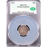 1837 Seated Liberty Dime (10c) Small Date Obverse Slab Image