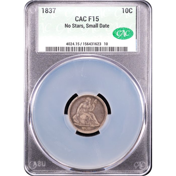 1837 Seated Liberty Dime (10c) Small Date Obverse Slab Image